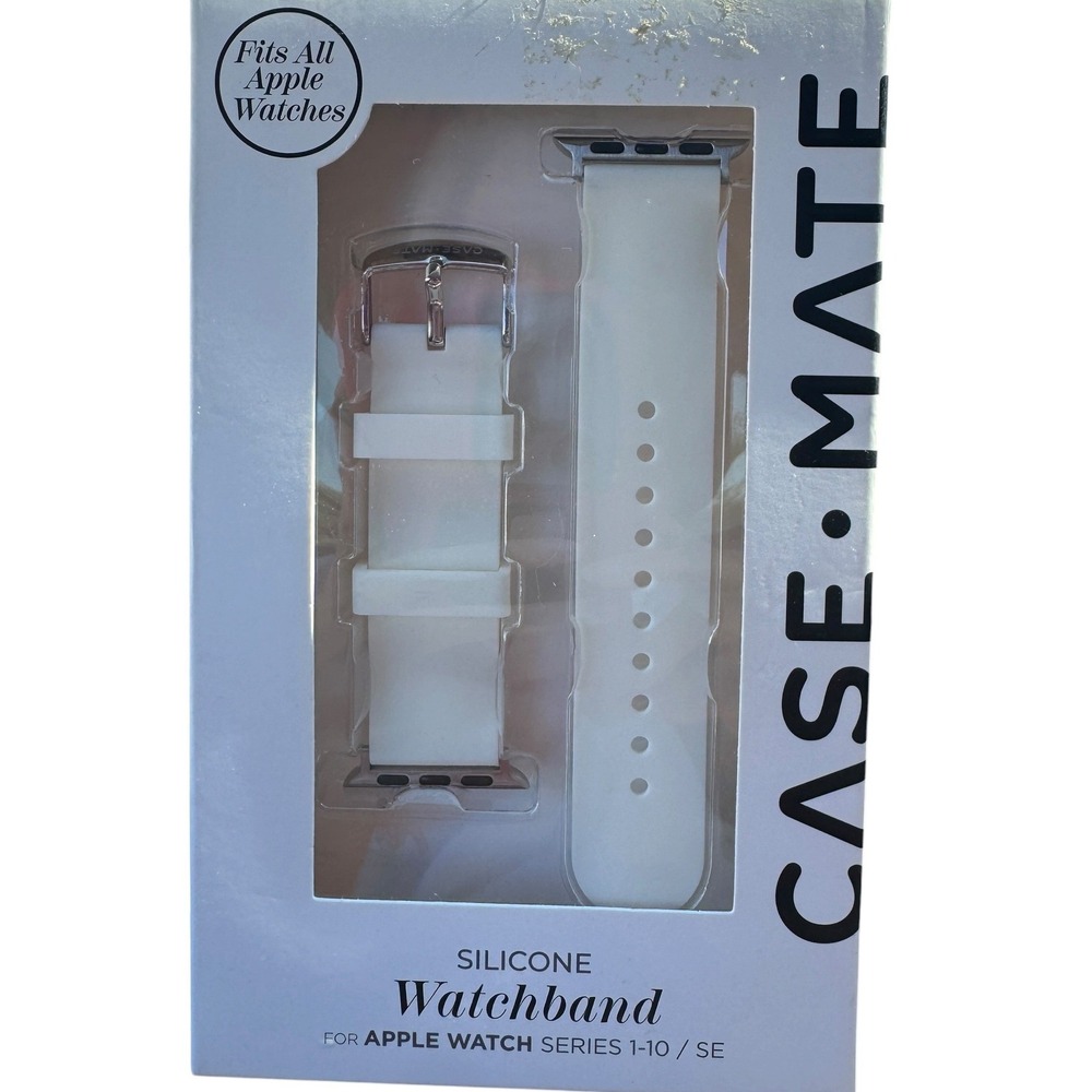 Case-Mate Silicone Watchband OS White Apple Watch Series 1-10/SE Compatible